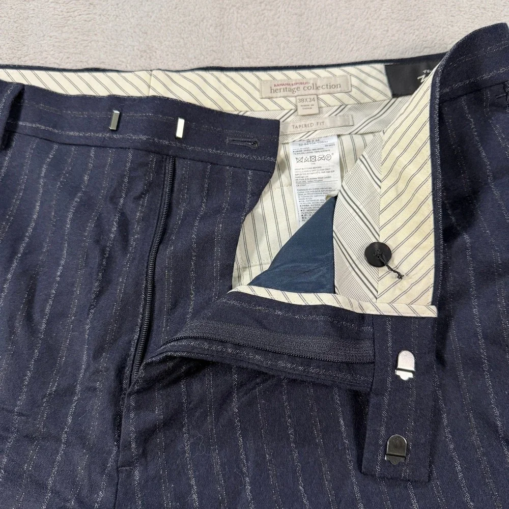 Banana Republic Heritage Collection Mens 46L Pinstripe Suit Navy Wool 38x34 Pant